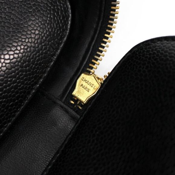 Chanel CC Black Caviar Leather Vanity Crossbody Two-Way Zip Gold Zipper Handbag - Picture 11 of 12